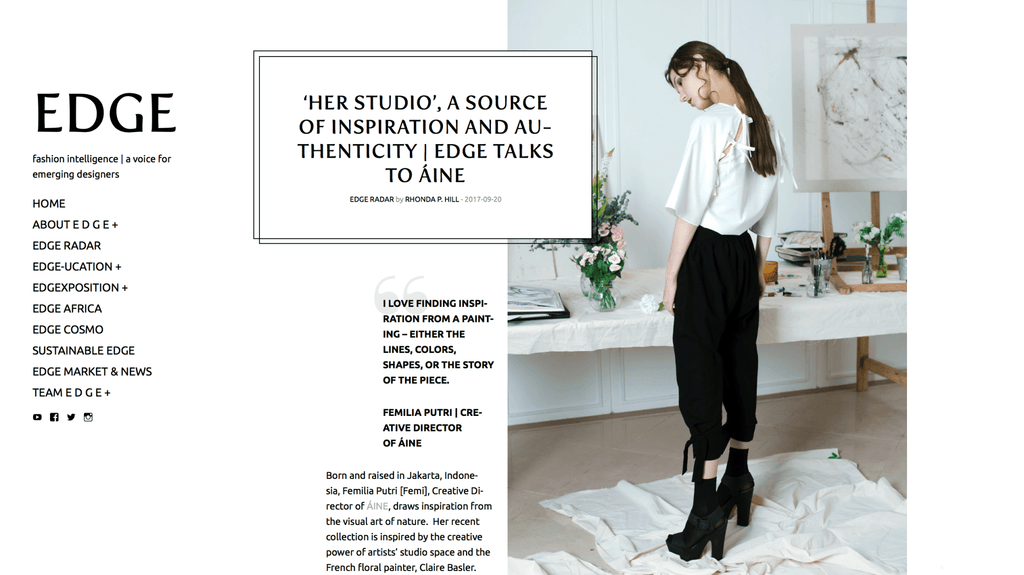 ÁINE featured in EDGE &amp; interview with our Creative Director
