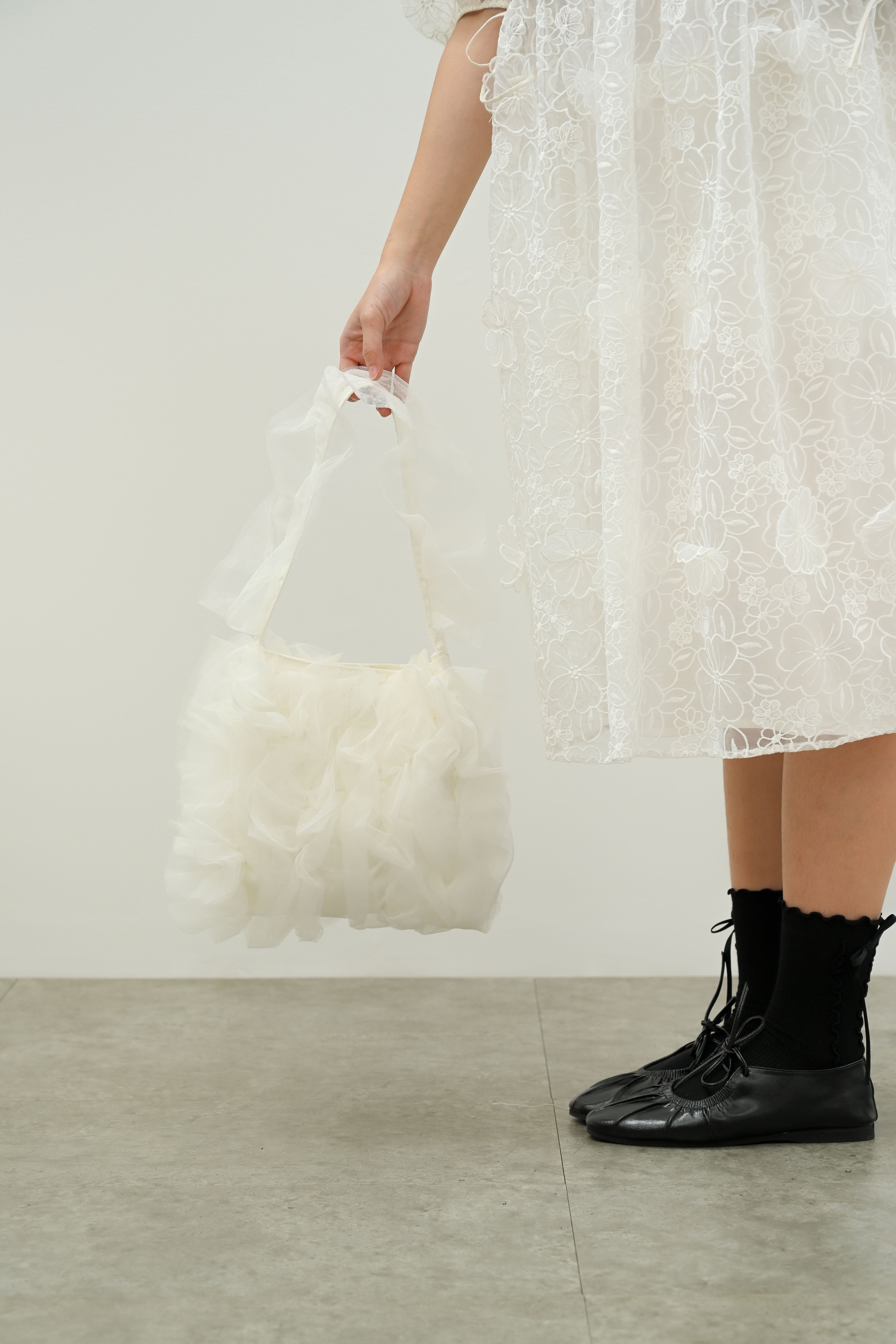Kisa Ivory Tulle Ruffle Bag